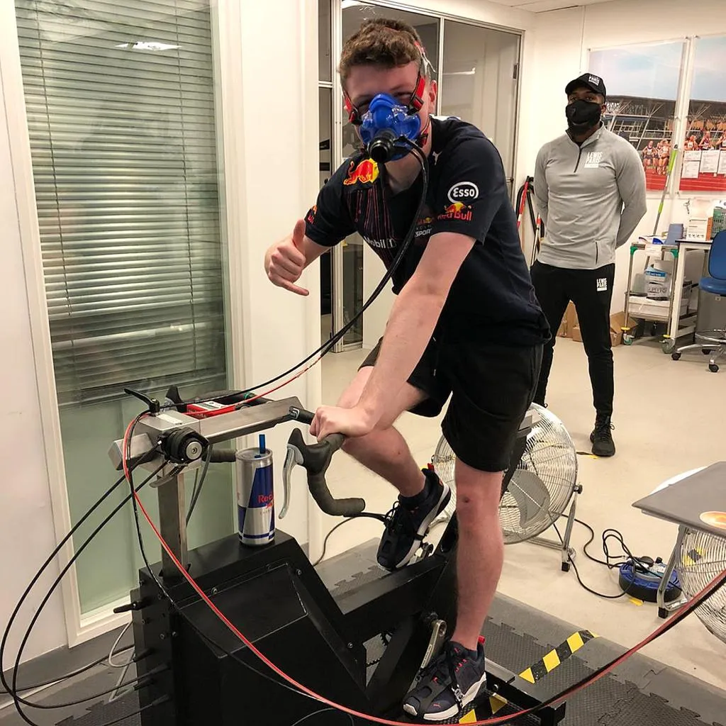 Lewis Paris running a performance assessment with a Red Bull Sim Racing driver